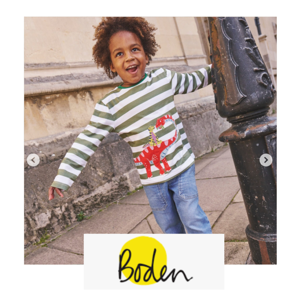 CHILD MODELLING DEMIN JEANS AND STRIPEY LONG SLEVE TOP FOR BODEN CLOTHING